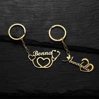 Customized Personalized Name Pendant Keychain Custom Lovers Name Text Key Chain Stainless Steel Jewelry for Women Men Keyring - NATASHAHS