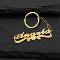 Customized Personalized Name Pendant Keychain Custom Lovers Name Text Key Chain Stainless Steel Jewelry for Women Men Keyring - NATASHAHS