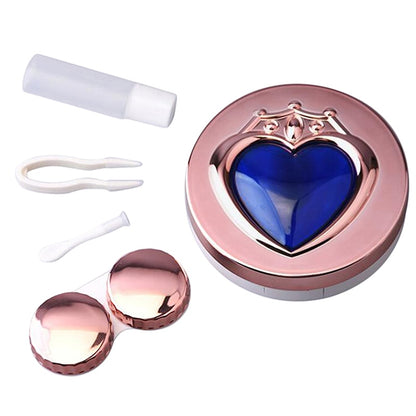 Luxury Contact Lens Box Heart With Mirror Travel Portable Case Storage Container For Women Girls - NATASHAHS