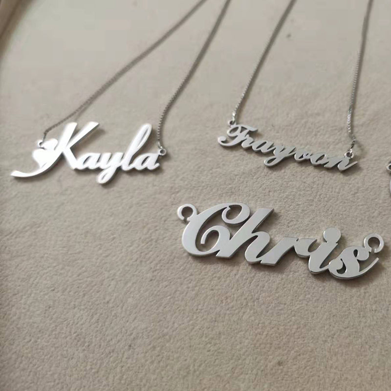 Fashion Pure 925 Sterling Silver Customization Name Necklace for Wedding Party Anniversary Gift for Women/Men/Family /Couple - NATASHAHS